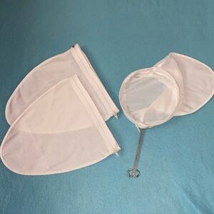 MESH cloth fine strainer filters (3) and stainless steel handle washable NEW